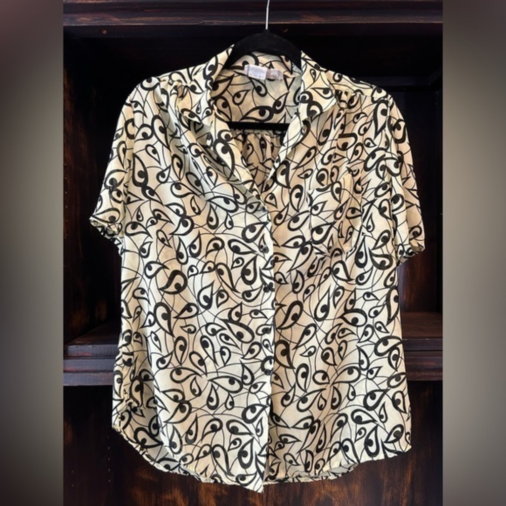 Vintage Shapely Short-Sleeve Button-down | Women’s Large 14 | Rare print